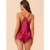 cheibear Women's Satin Sliky Sleeveless Cami Back Sleepwear with Shorts Lounge Pajamas Set - 3 of 4
