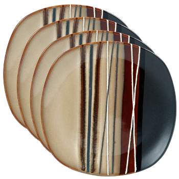 Hometrends Bazaar Brown 4 Piece 8.5 Inch Soft Square Stoneware Salad Plate Set in Brown