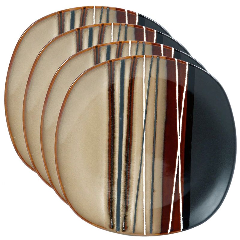 Hometrends Bazaar Brown 4 Piece 8.5 Inch Soft Square Stoneware Salad Plate Set in Brown, 1 of 7