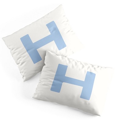 Deny Designs Standard April Lane Art Block Blue Monogram H Microfiber Printed Pillow Sham