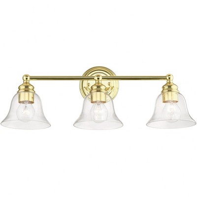 Polished Brass 3-Light Vanity with Clear Glass Shades