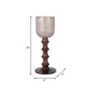 Pillar Holder with Glass Top and Turned Mango Wood and Metal Base in Modern Sculptural Design - 3 of 4