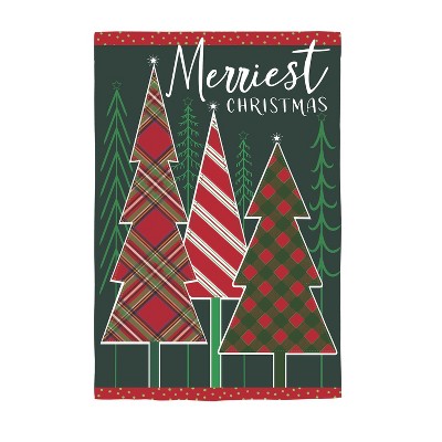 Evergreen Garden Flag Merriest Christmas Tree Applique Double Sided Indoor Outdoor Decor 18" x 12.5"