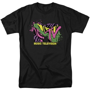 Mtv Animal Print Logo Adult T-Shirt Black 2X Large - 1 of 4