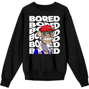 Bored of Directors Bored Ape Wearing Red Hat Men's Black Crew Neck Sweatshirt - 1 of 3
