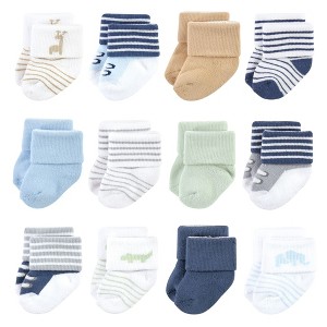 Luvable Friends Infant Boys Newborn and Baby Terry Socks, Safari - 1 of 4