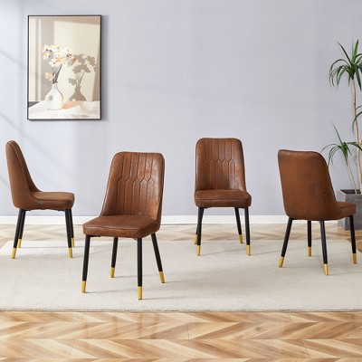 NicBex Set of 4 Modern Dining Chair Upholstered PU Leather Side Chair with Backrest & Metal Legs