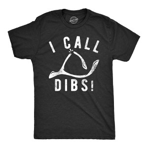 Mens I Call Dibs T Shirt Funny Thanksgiving Dinner Turkey Wish Bone Joke Tee For Guys - Crazy Dog Men's T Shirt - 1 of 4