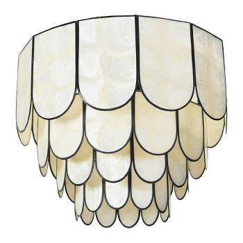 Storied Home 14" Round 4-Tier Capiz and Metal Flush Mount Ceiling Light