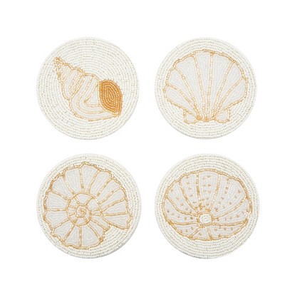 Beachcombers Beaded Shell Coasters S/4