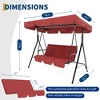 3 Person Patio Swing Chair, Outdoor Swing Canopy for Porch, Convertible Canopy Hanging Swing Glider Lounge Chair, Patio Swing Chair Adjustable Shade - 3 of 4