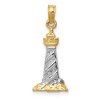 Black Bow Jewelry 14k Yellow Gold and White Rhodium 3D Cape Hatteras Lighthouse Pendant - 4 of 4