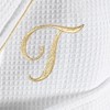 Linum Home Textiles Hotel 100% Turkish Cotton Waffle Terry Personalized White Bathrobe with Gold Satin Piped Trim in Gold Script Font - 2 of 2
