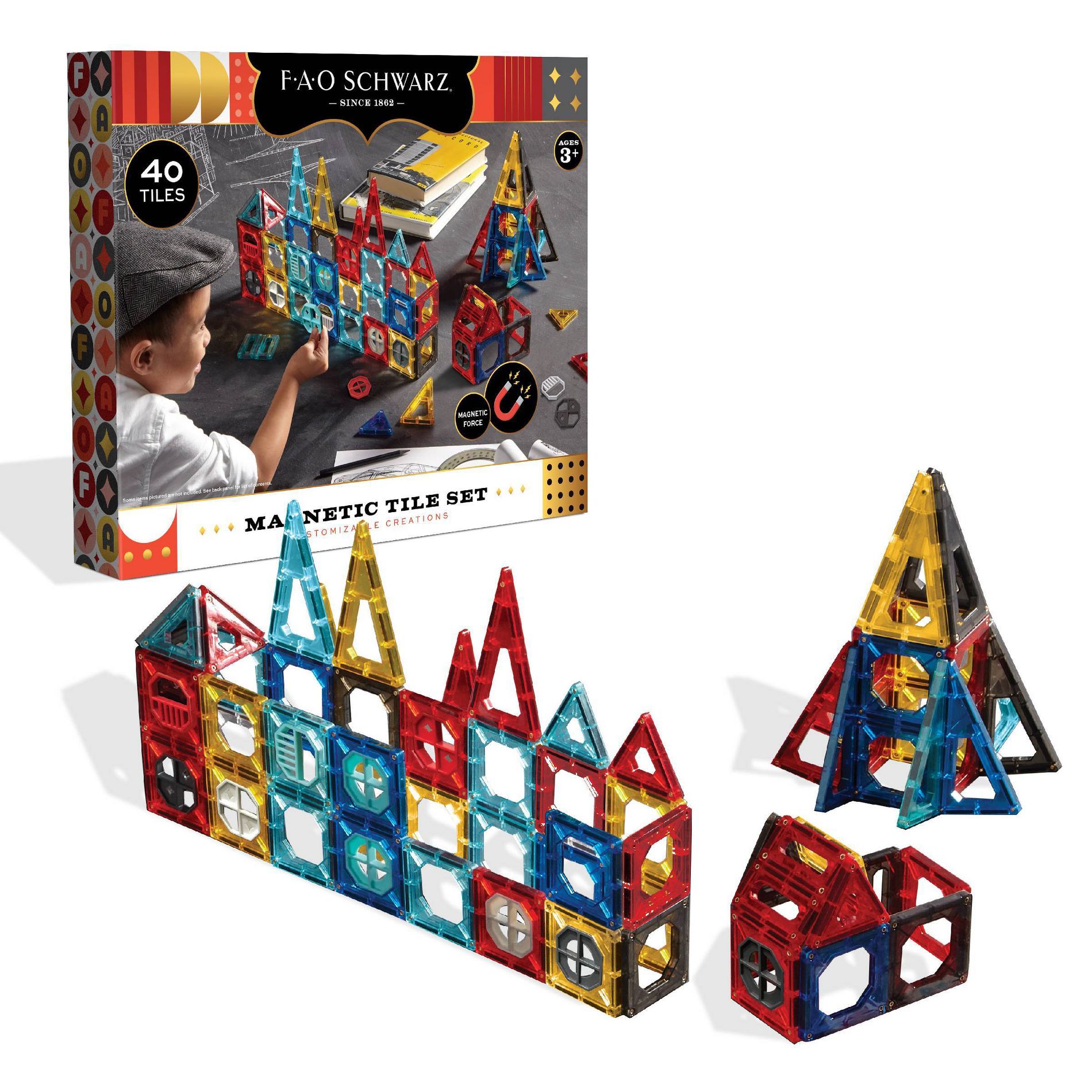 FAO Schwarz Magnetic Tile Set Primay 40pc