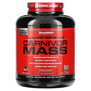 MuscleMeds Carnivor Mass, Anabolic Beef Protein Gainer, Cookies & Cream, 5.8 lbs (2,632 g) - 1 of 2