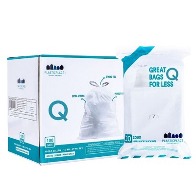 Code Q (50 Count) Trash Bags Compatible with Code Q, White Drawstring Garbage  Liners 13-17 Gallon