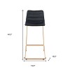 HomeRoots Set of Two 30" Black And Gold Velvet And Steel Bar Height Bar Chairs - 3 of 4