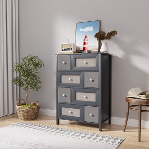 HYLEORY Wood Dresser , 27.55''W Dresser with 8 Drawers, Modern Chest of Drawers, Large Capacity Dresser, Storage Cabinet for Bedroom, Hallway - 1 of 4