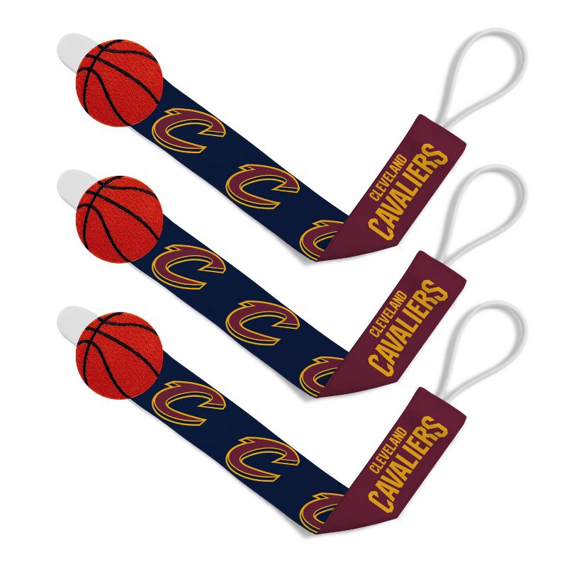 BabyFanatic Officially Licensed Unisex Baby Pacifier Clip 3-Pack NBA Cleveland Cavaliers, 2 of 4