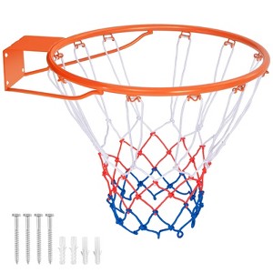 Costway 15'' Basketball Rim Wall Door Mounted Basketball Hoop with All Weather Net - 1 of 4