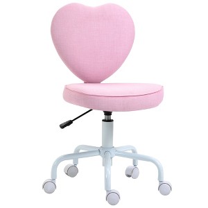 Aghana Digitals Purple Linen Office Chair with Heart Backrest, Adjustable Height & 360° Swivel - 1 of 4
