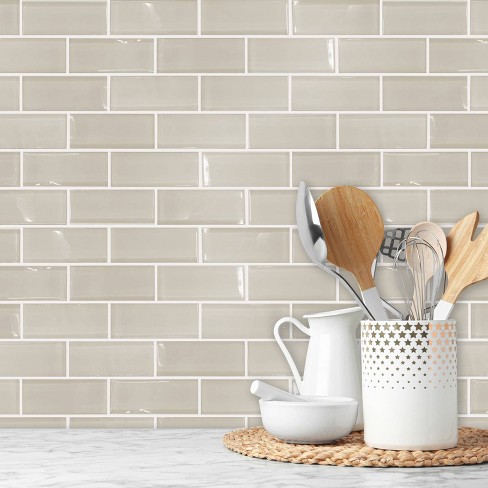 RoomMates Peel and Stick Tile Backsplash White Tin