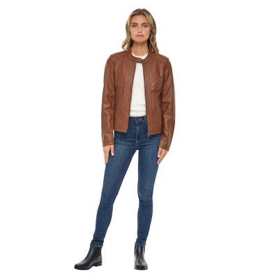 Sebby Women's Faux Leather Scuba Moto Biker Jacket - S.E.B. By SEBBY Luggage X-Large — фото 4