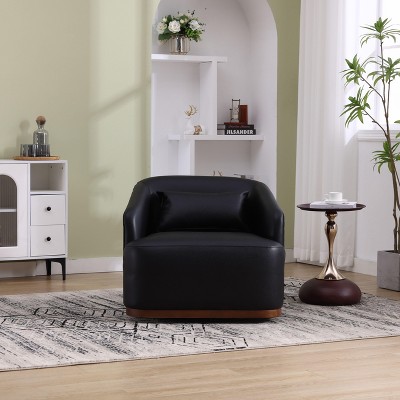 Okak Fine Modern 360° Swivel Barrel Chair Accent Chair with Soft Pillow Round Sofa Armchair Club Chair for Hotel Lounge Bedroom, Black