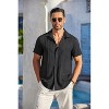 COOFANDY Men's Casual Button Down Shirts Short Sleeve Textured Summer Beach Shirt with Pocket - 4 of 4
