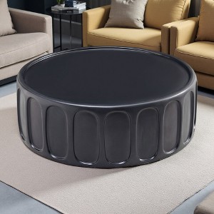 35.43" Fiberglass Round Coffee Table (Matte Rock Design) - 1 of 4