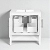 30" White Bathroom Vanity with Sink, Freestanding Solid Wood and MDF Cabinet with 2 Drawers, Doors, Open Shelf & Ceramic Top - 4 of 4