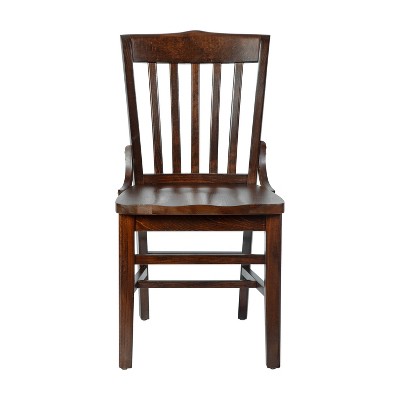 Traditional Walnut Wood Slat Back Dining Chair