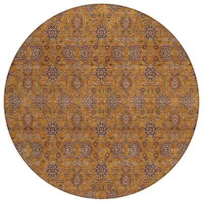 Copper Beige And Taupe Floral Washable Indoor Outdoor Area Rug