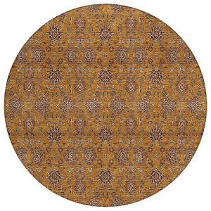 Copper Beige And Taupe Floral Washable Indoor Outdoor Area Rug - 1 of 4
