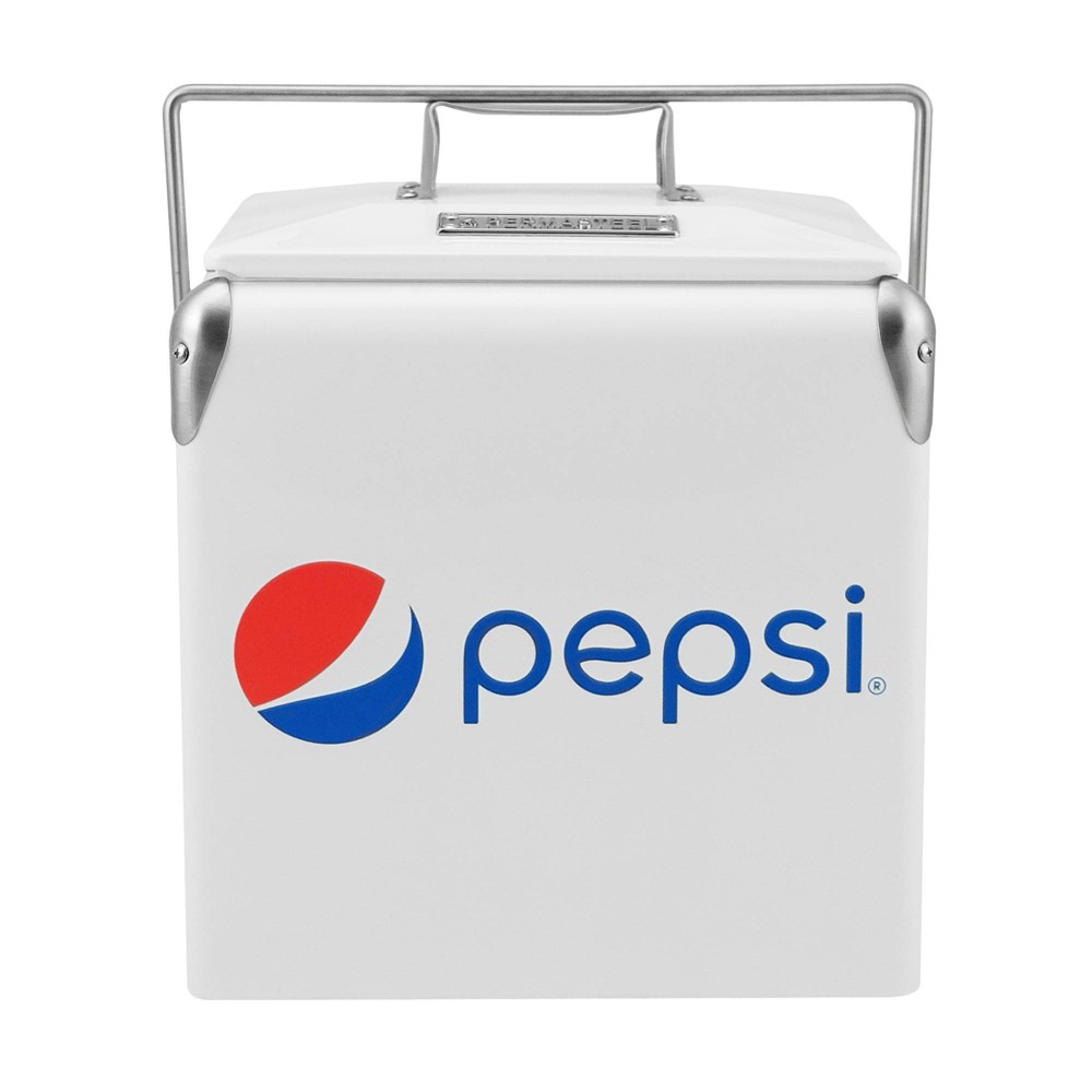 Permasteel Pepsi 14qt Small Portable Cooler White: Retro-Design, 12-Hour Chill, Leak-Proof