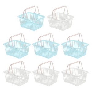 Unique Bargains Plastic Grocery Shopping Toy Storage Mini Decorative Baskets 6.3" x 3.5" x 5.1" 8 Pcs - 1 of 4