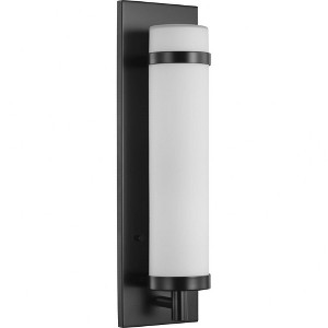 Progress Lighting Hartwick 1-Light Wall Sconce, Black Finish, Etched Opal Glass Shade - 1 of 2