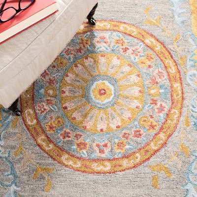 Handmade Tufted Gray Wool Square Rug - 59" Non-Slip Comfort