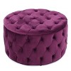 Round Glam Ottoman Bench with Button-Tufted Velvet Upholstery and No Assembly Required for Living Room -3irtyhousy - 3 of 4