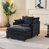 39.4" Chenille Accent Chair with Ottoman, Modern Oversized Lounge Armchair for Living Room or Bedroom-3irtyhousy - 2 of 4