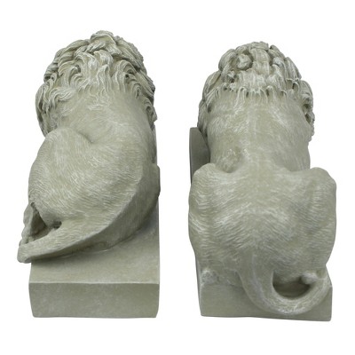 Majestic Resin Lion Statue in Faux Stone Finish