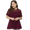 Agnes Orinda Women's Plus Size Round Neck Peplum Short Sleeve Mesh Sheer Summer Casual Blouses - 2 of 4