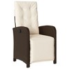 vidaXL 3 Piece Bistro Set with Cushions Brown Poly Rattan - 4 of 4