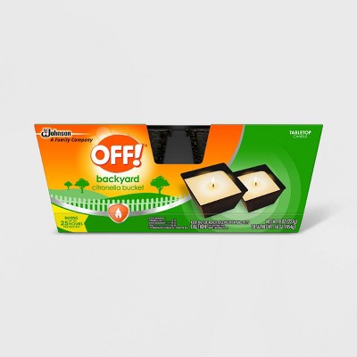 OFF! 2ct 8oz Backyard Citronella Scented Candle: Paraffin Wax, Metal Container, 30hr Burn Time