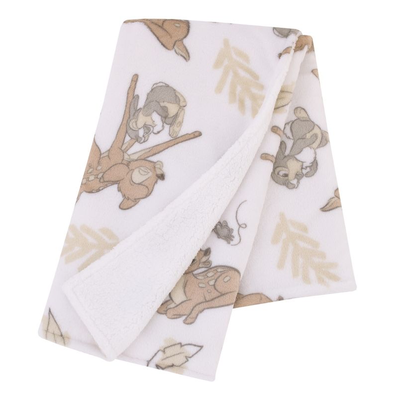 Disney B is for Bambi Tan, Gray, and White Super Soft Plush Cuddly Plush Baby Blanket, 2 of 5