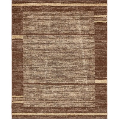 Brown and Beige Striped Synthetic 8' x 10' Area Rug
