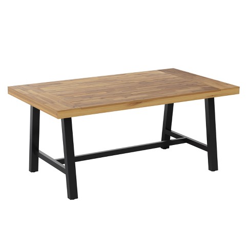 Wood table with on sale black metal legs