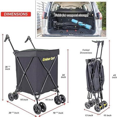 Black Steel Foldable Rolling Utility Cart with 360° Wheels