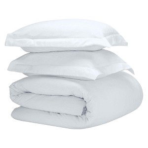 Flannel Cotton Modern Solid Fuzzy Duvet Cover Set With Pillow Shams by Blue Nile Mills - 1 of 4
