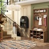 Famapy Brown Wood 3-in-1 Hall Tree Bench with Double Hooks and Shelves - 4 of 4